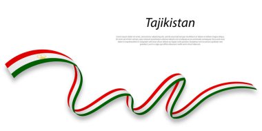 Waving ribbon or banner with flag of Tajikistan . Template for independence day poster design