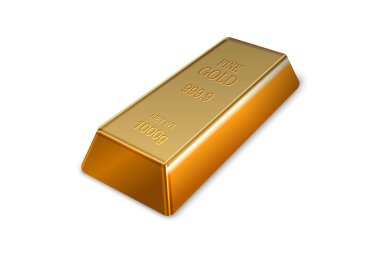 3d realistic gold bar on a white background. Vector illustration