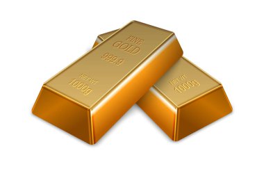 3d realistic gold bar on a white background. Vector illustration