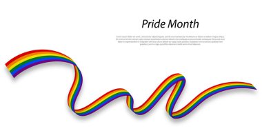 Waving flag of LGBT pride on white background. Pride month template