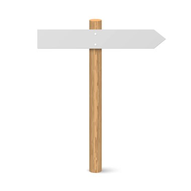 3d realistic wooden signboard. Blank road board with shadow