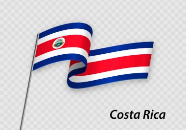 Waving flag of Costa Rica on flagpole. Template for independence day design