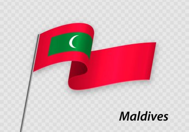 Waving flag of Maldives on flagpole. Template for independence day design
