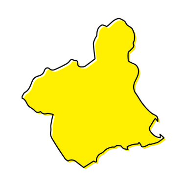 Simple outline map of Murcia is a region of Spain. Stylized minimal line design