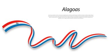 Waving ribbon or stripe with flag of Alagoas is a state of Brazil