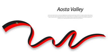 Waving ribbon or stripe with flag of Aosta Valley is a region of