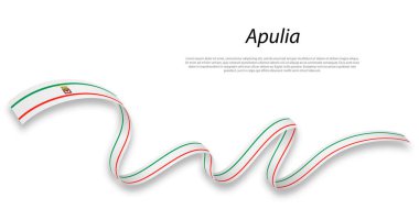 Waving ribbon or stripe with flag of Apulia is a region of