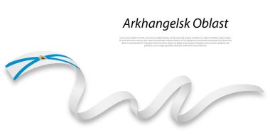 Waving ribbon or stripe with flag of Arkhangelsk Oblast is a region of