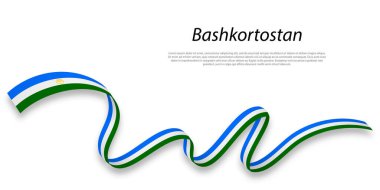 Waving ribbon or stripe with flag of Bashkortostan is a region of