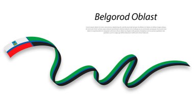 Waving ribbon or stripe with flag of Belgorod Oblast is a region of