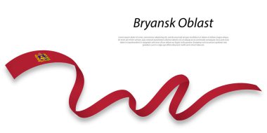 Waving ribbon or stripe with flag of Bryansk Oblast is a region of