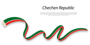 Waving ribbon or stripe with flag of Chechen Republic is a region of