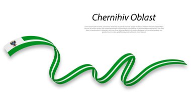 Waving ribbon or stripe with flag of Chernihiv Oblast is a region of Ukraine