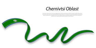 Waving ribbon or stripe with flag of Chernivtsi Oblast is a region of Ukraine