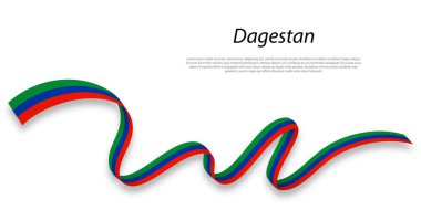 Waving ribbon or stripe with flag of Dagestan is a region of