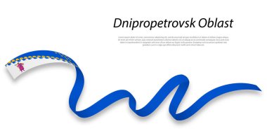 Waving ribbon or stripe with flag of Dnipropetrovsk Oblast is a region of Ukraine