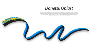 Waving ribbon or stripe with flag of Donetsk Oblast is a region of Ukraine