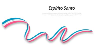 Waving ribbon or stripe with flag of Espirito Santo is a state of Brazil