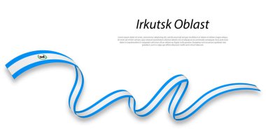 Waving ribbon or stripe with flag of Irkutsk Oblast is a region of