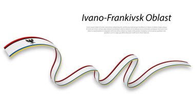 Waving ribbon or stripe with flag of Ivano-Frankivsk Oblast is a region of Ukraine