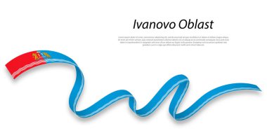 Waving ribbon or stripe with flag of Ivanovo Oblast is a region of