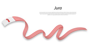 Waving ribbon or stripe with flag of Jura is a region of Switzerland