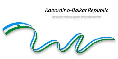 Waving ribbon or stripe with flag of Kabardino-Balkar Republic is a region of