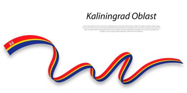 Waving ribbon or stripe with flag of Kaliningrad Oblast is a region of