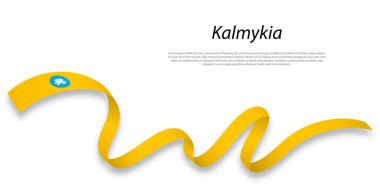 Waving ribbon or stripe with flag of Kalmykia is a region of