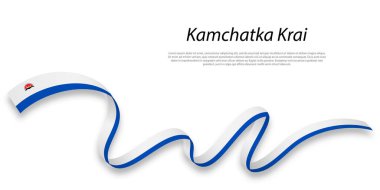 Waving ribbon or stripe with flag of Kamchatka Krai is a region of
