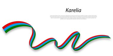 Waving ribbon or stripe with flag of Karelia is a region of