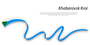 Waving ribbon or stripe with flag of Khabarovsk Krai is a region of