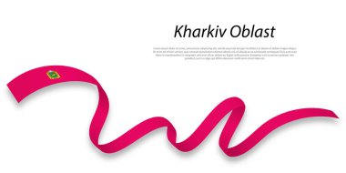 Waving ribbon or stripe with flag of Kharkiv Oblast is a region of Ukraine