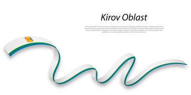 Waving ribbon or stripe with flag of Kirov Oblast is a region of