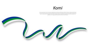 Waving ribbon or stripe with flag of Komi is a region of