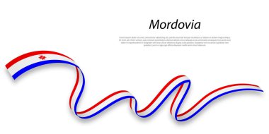 Waving ribbon or stripe with flag of Mordovia is a region of