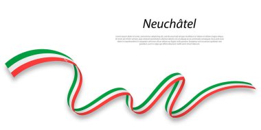 Waving ribbon or stripe with flag of Neuchatel is a region of Switzerland