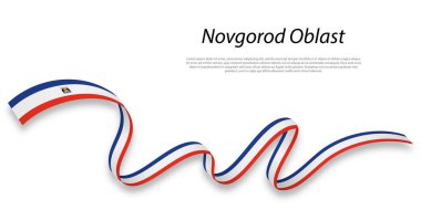 Waving ribbon or stripe with flag of Novgorod Oblast is a region of