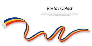 Waving ribbon or stripe with flag of Rostov Oblast is a region of