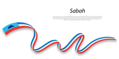 Waving ribbon or stripe with flag of Sabah is a state of Malaysia