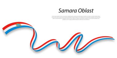 Waving ribbon or stripe with flag of Samara Oblast is a region of