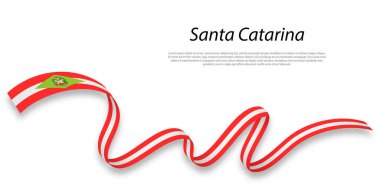 Waving ribbon or stripe with flag of Santa Catarina is a state of Brazil