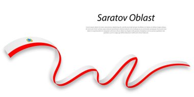 Waving ribbon or stripe with flag of Saratov Oblast is a region of