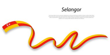 Waving ribbon or stripe with flag of Selangor is a state of Malaysia