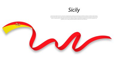 Waving ribbon or stripe with flag of Sicily is a region of