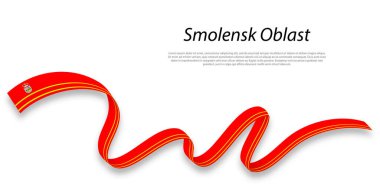 Waving ribbon or stripe with flag of Smolensk Oblast is a region of