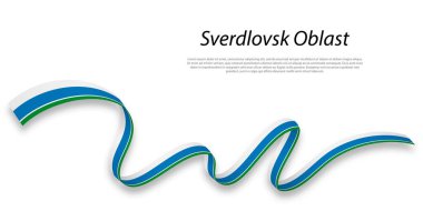 Waving ribbon or stripe with flag of Sverdlovsk Oblast is a region of
