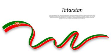 Waving ribbon or stripe with flag of Tatarstan is a region of