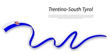 Waving ribbon or stripe with flag of Trentino-South Tyrol is a region of