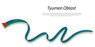 Waving ribbon or stripe with flag of Tyumen Oblast is a region of